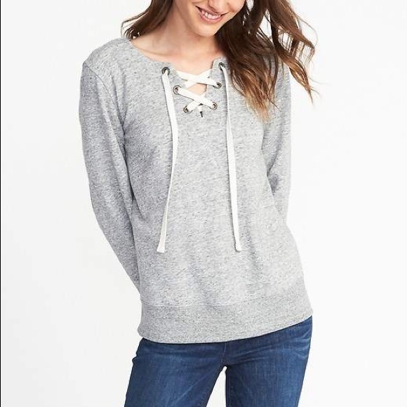 lace up sweatshirt
